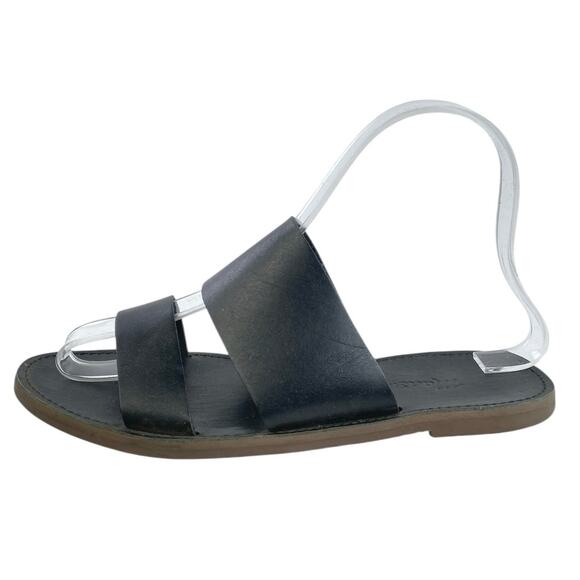 Madewell The Boardwalk Women's Black Dual Strap Slip On Slides Flat Sandals 5.5 - Picture 1 of 6